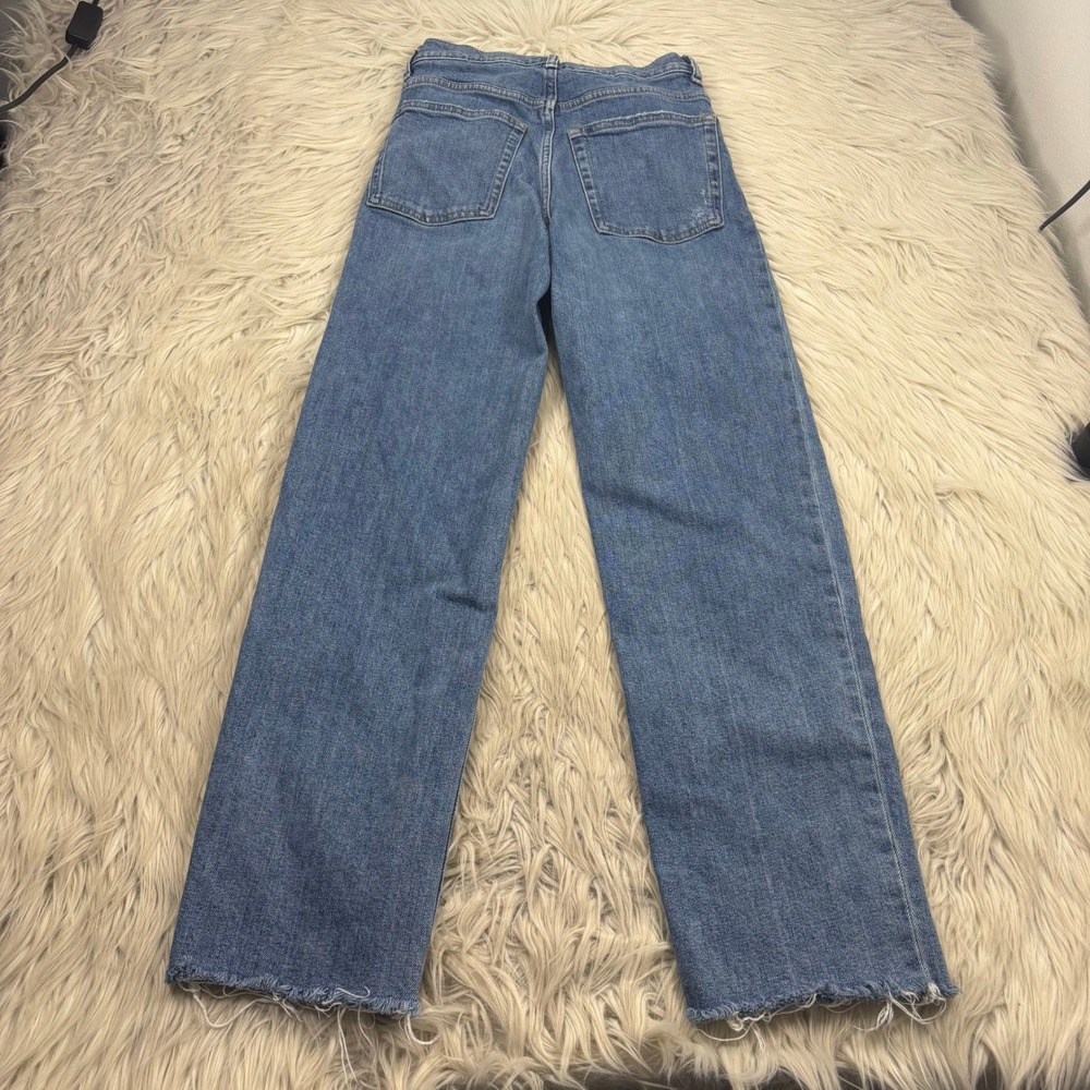 Everlane Women's 24 Light Wash Way High Straight Leg Jeans Raw Hems Classic - Picture 9 of 10